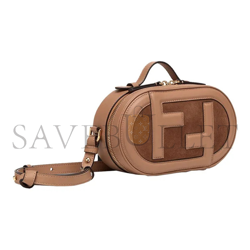 F**di cappuccino leather and suede crossbody bag 8bs058ahsbf1fvx (21*13*8cm)